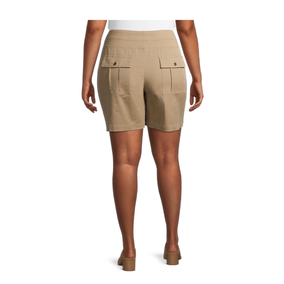 Terra & Sky NWT Women's Plus Size Utility Shorts Tan 656 - Picture 6 of 7